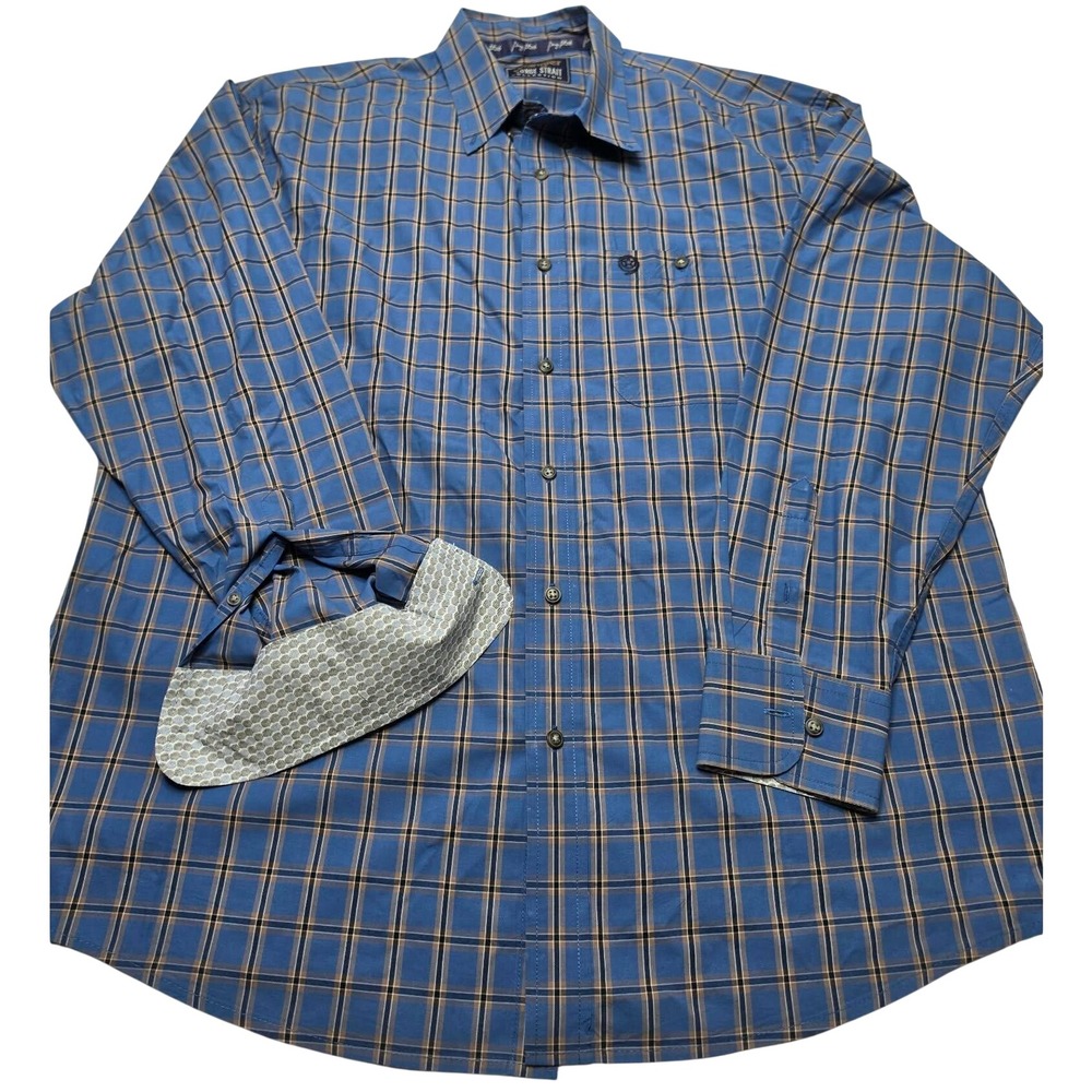 Wrangler George Strait Collection Mens XL Blue Plaid Button Down Shirt 112318987